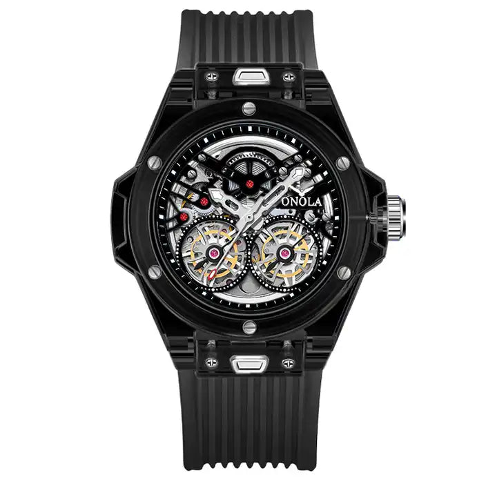 ONOLA Clear Series Plastic Transparent AUTOMATIC Double Barrel Watch