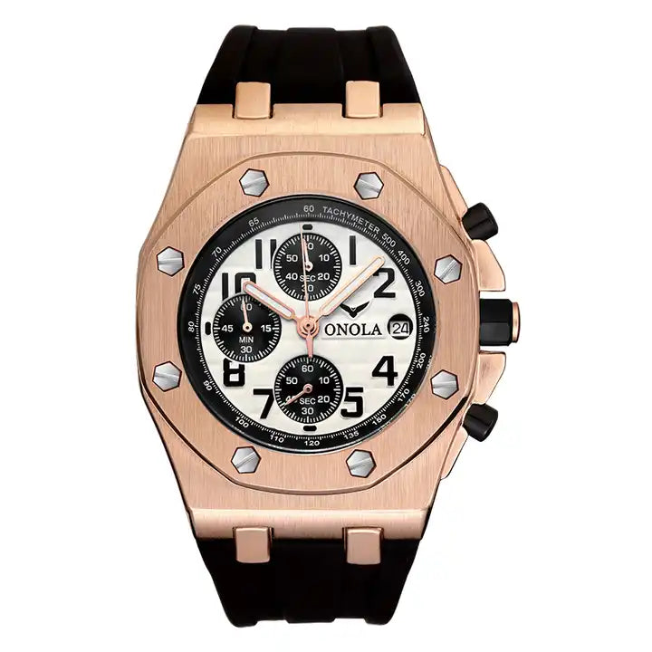 ONOLA Octagon Chronograph Silicone Strap Watch