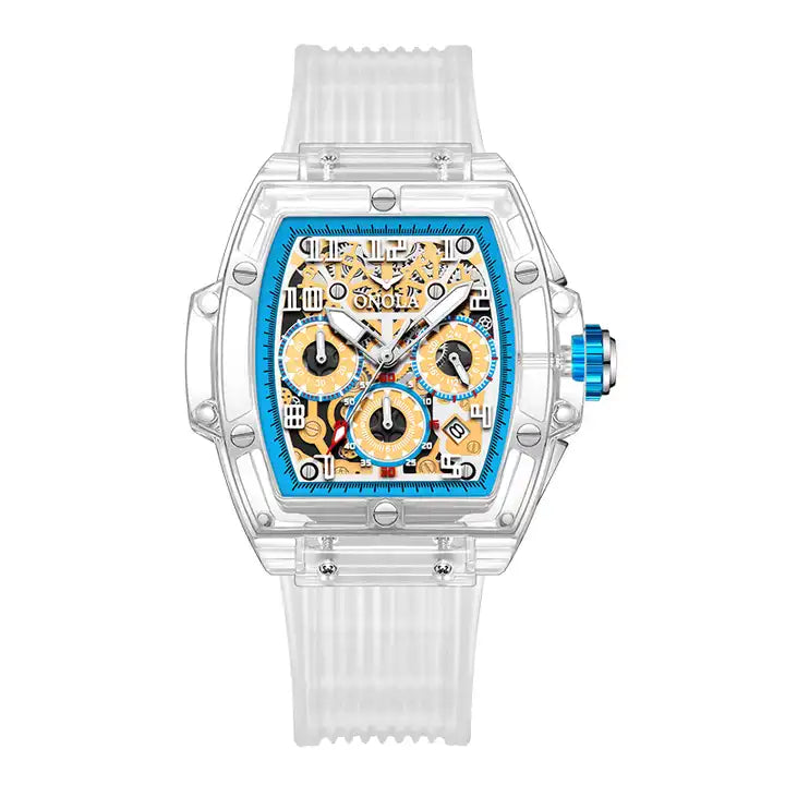 ONOLA Clear Series Plastic Transparent Mercato Quartz Chronograph Watch