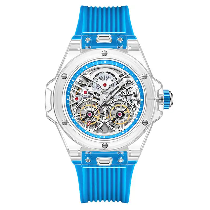 ONOLA Clear Series Plastic Transparent AUTOMATIC Double Barrel Watch