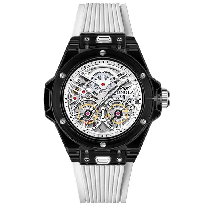 ONOLA Clear Series Plastic Transparent AUTOMATIC Double Barrel Watch