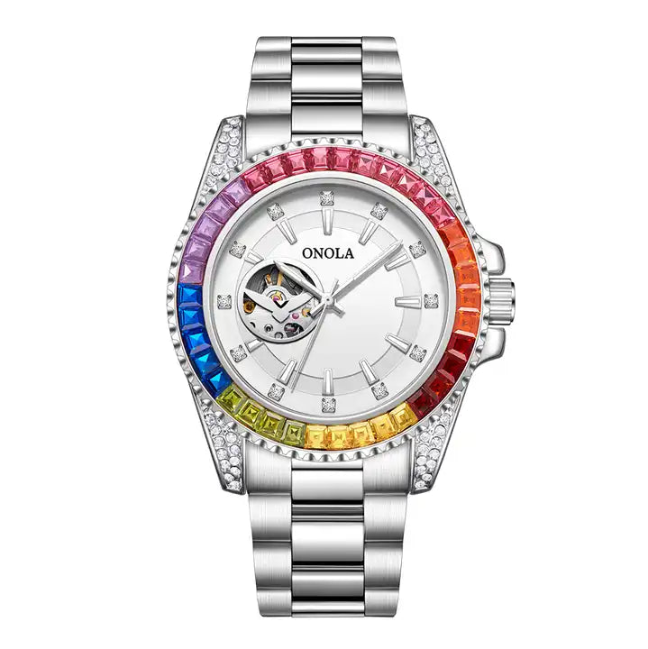 ONOLA Las Vegas AUTOMATIC Watch ZIRCON ENCRUSTED