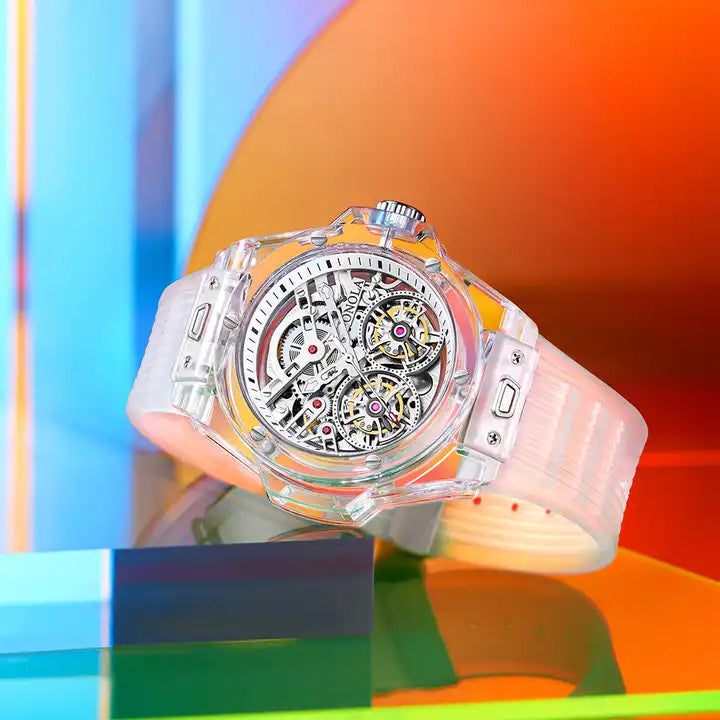 Clear skeleton watch hotsell