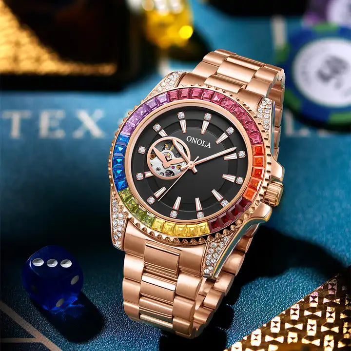 ONOLA Las Vegas AUTOMATIC Watch ZIRCON ENCRUSTED