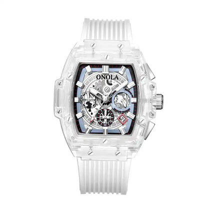 ONOLA Clear Series Plastic Transparent Quartz Chronograph Watch