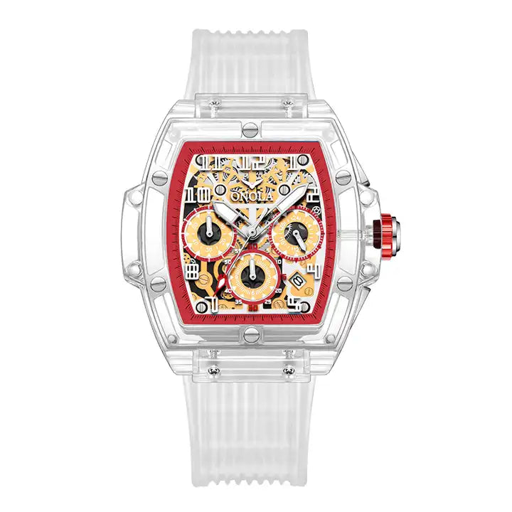 ONOLA Clear Series Plastic Transparent Mercato Quartz Chronograph Watch