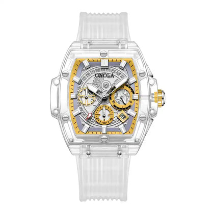 ONOLA Clear Series Plastic Transparent Quartz Chronograph Watch