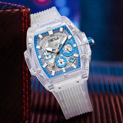 ONOLA Clear Series Plastic Transparent Quartz Chronograph Watch