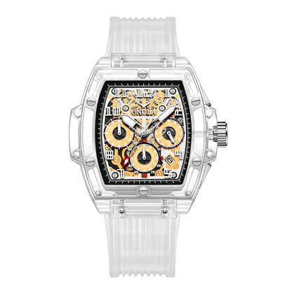 ONOLA Clear Series Plastic Transparent Mercato Quartz Chronograph Watch