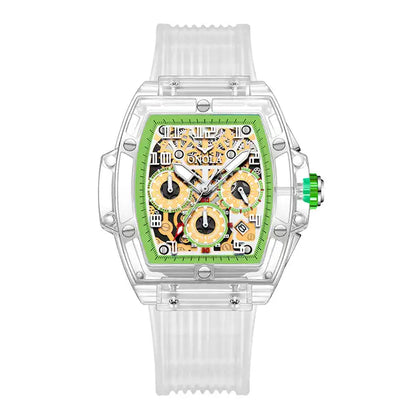 ONOLA Clear Series Plastic Transparent Mercato Quartz Chronograph Watch