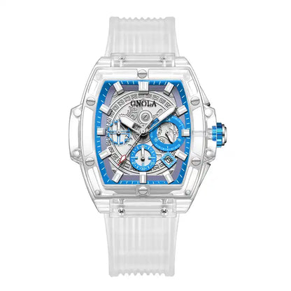 ONOLA Clear Series Plastic Transparent Quartz Chronograph Watch