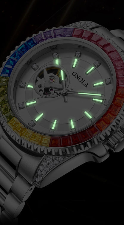 ONOLA Las Vegas AUTOMATIC Watch ZIRCON ENCRUSTED